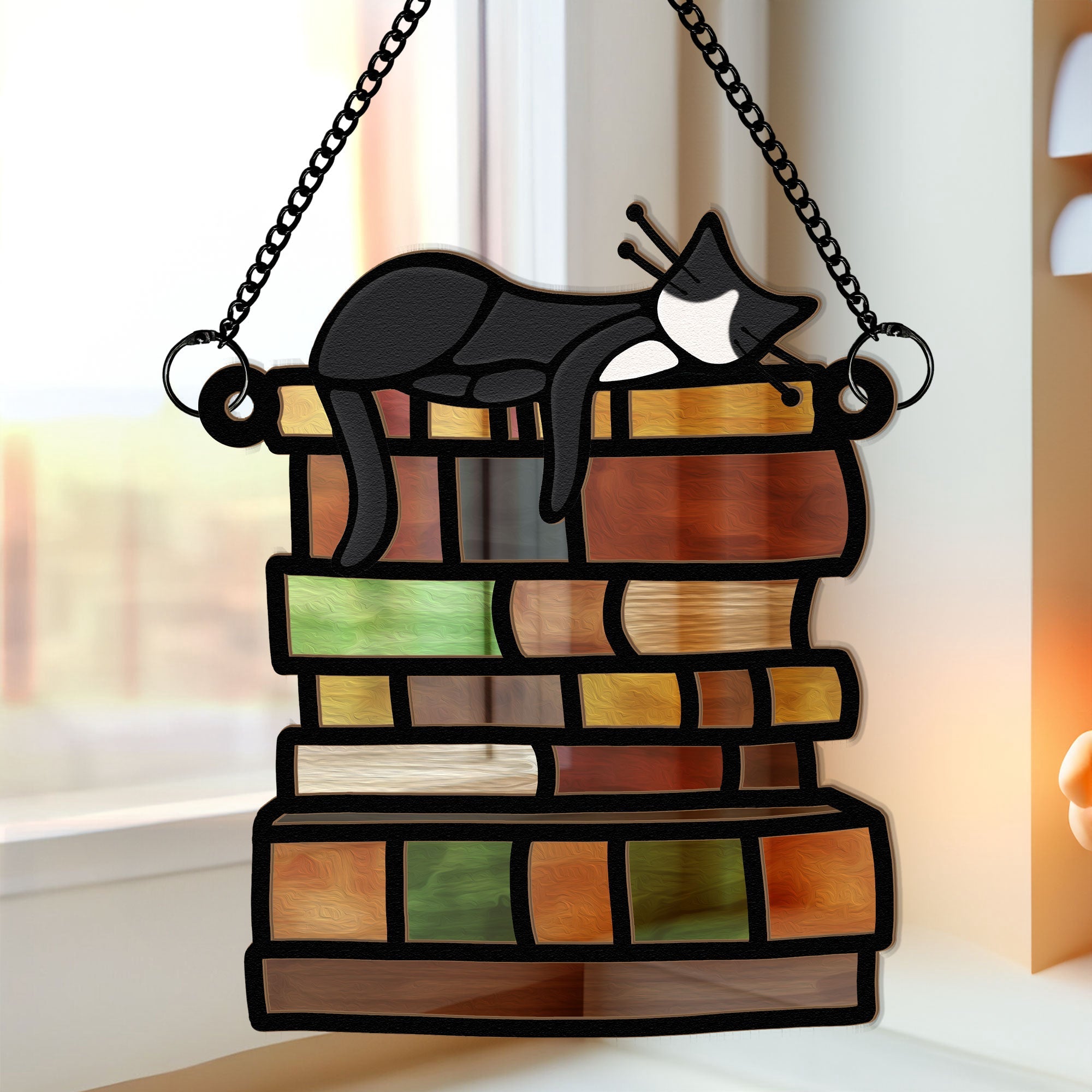 Cat-Sleeping-On-Books-Personalized-Window-Hanging-Suncatcher-Ornament_1