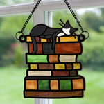 Cat-Sleeping-On-Books-Personalized-Window-Hanging-Suncatcher-Ornament_3