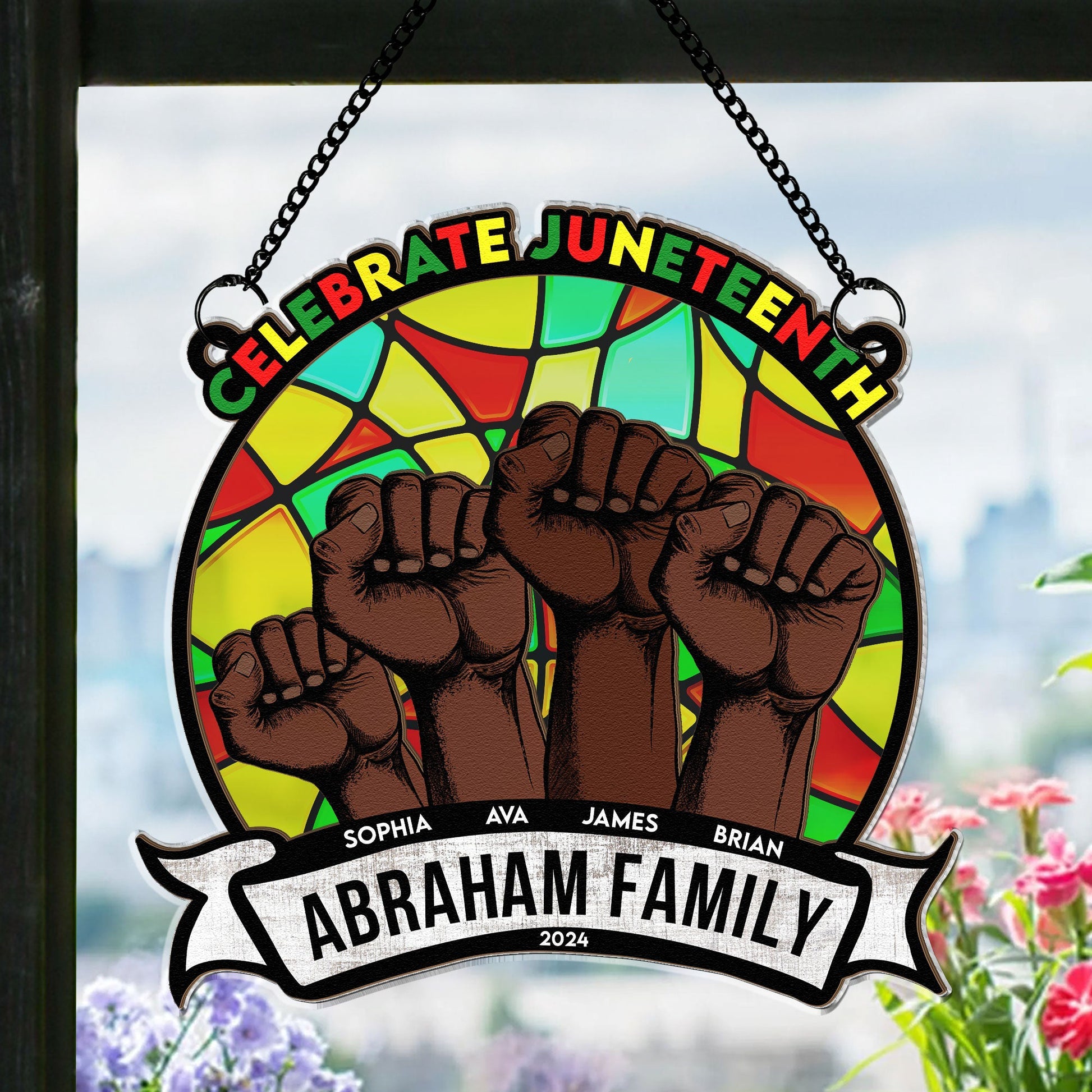 Celebrate-Juneteenth-Personalized-Window-Hanging-Suncatcher-Ornament_2