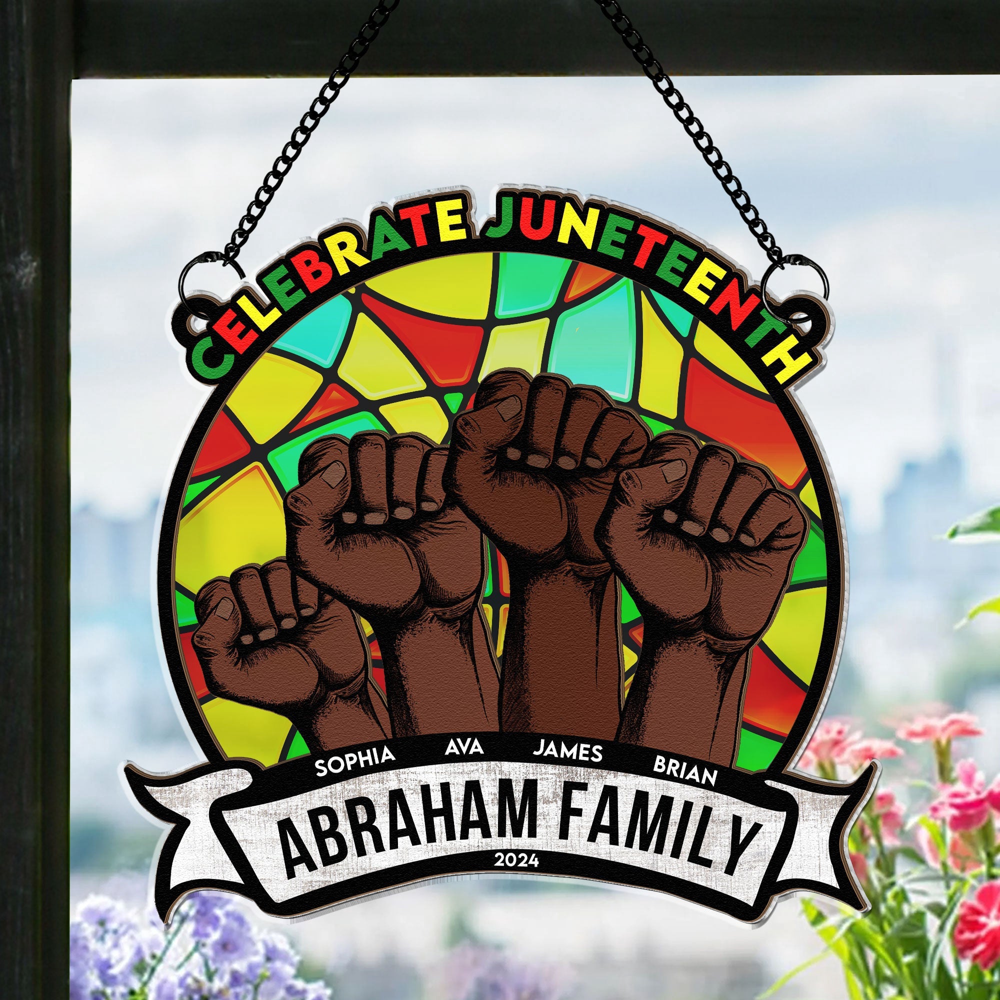 Celebrate-Juneteenth-Personalized-Window-Hanging-Suncatcher-Ornament_2