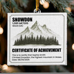 Certificate Of Achievement Hiking - Personalized Acrylic Ornament