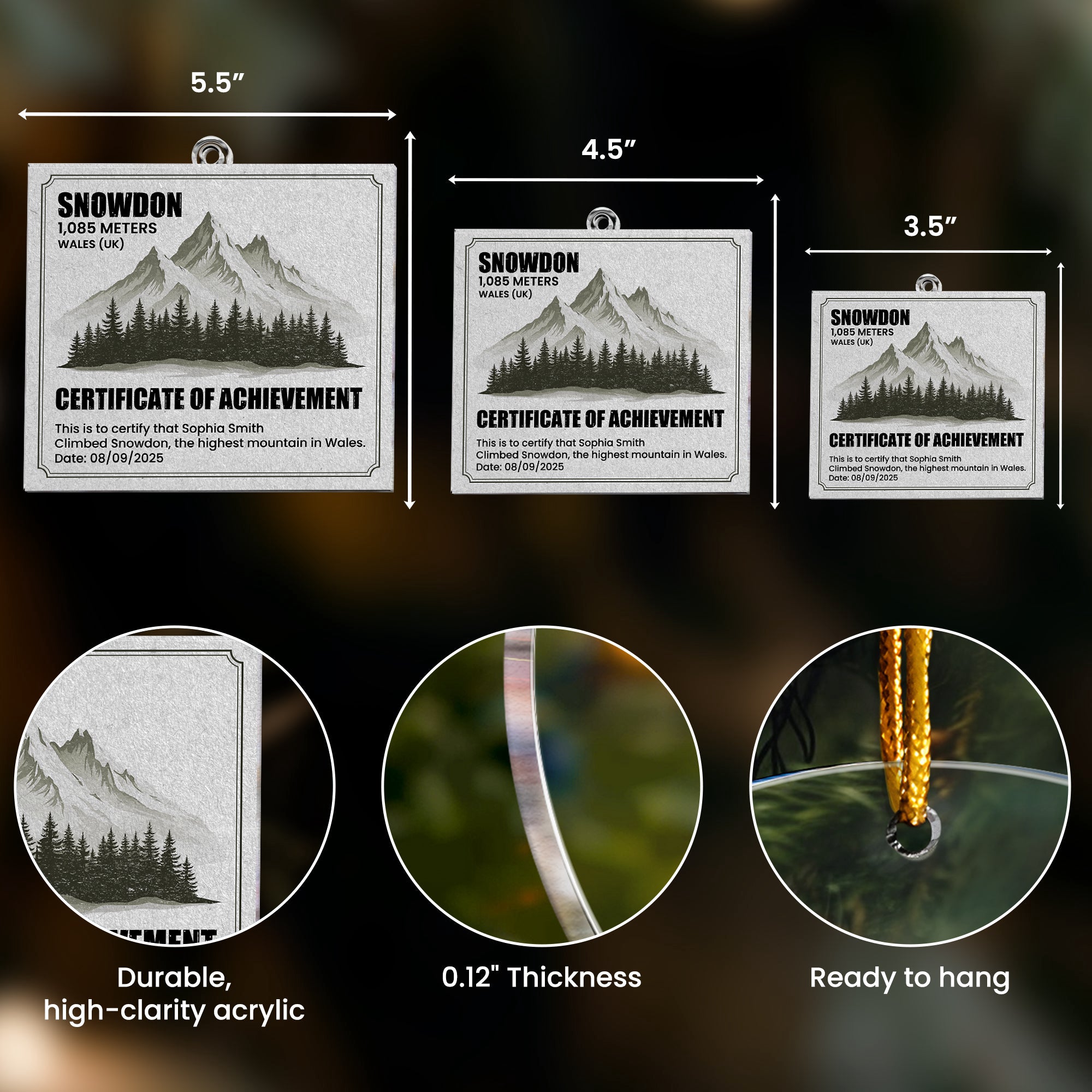 Certificate Of Achievement Hiking - Personalized Acrylic Ornament