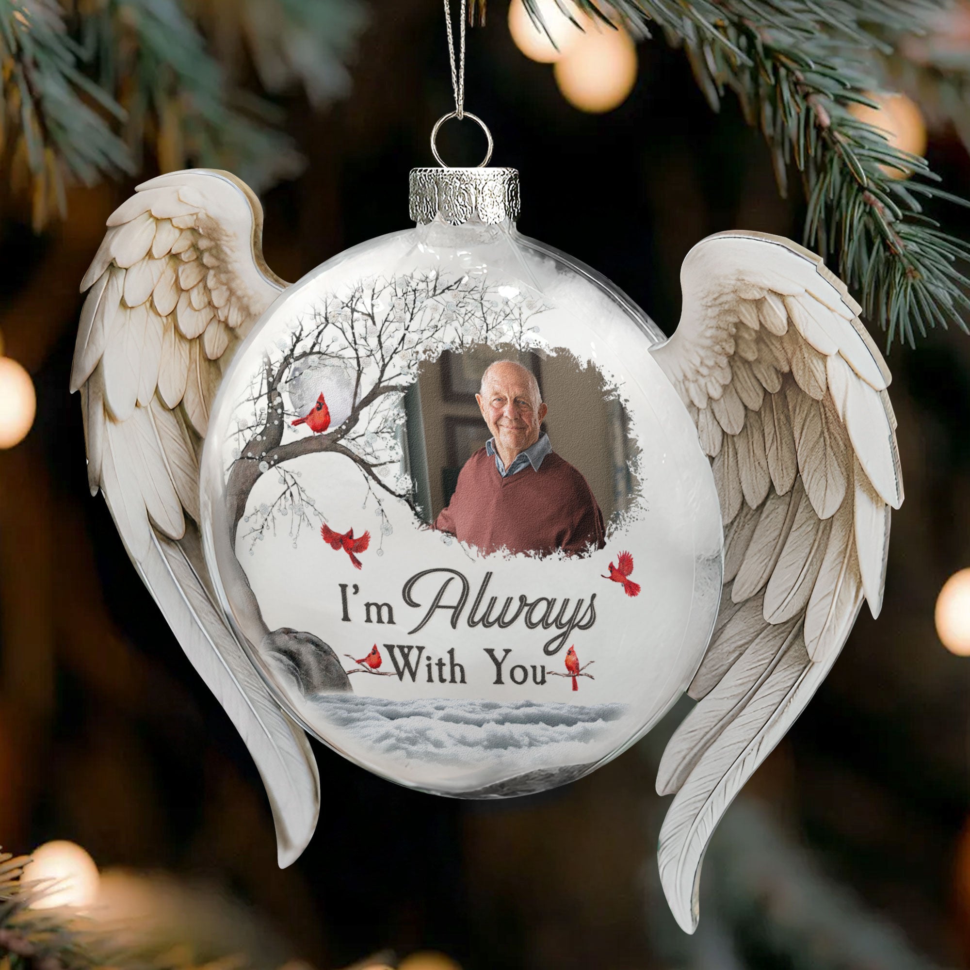 Christmas Ornament I'm Always With You - Personalized Memorial Glass Photo Ornament