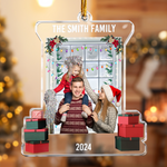 Christmas Snow Window Family Upload Photo 2024 - Personalized Acrylic Photo Ornament