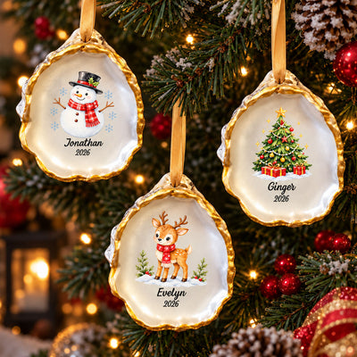 Christmas Family Oyster Shaped Ornament Gifts For Family Members - Personalized Ornament