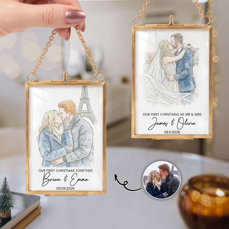 Christmas_Frame_Ornament_Our_First_Christmas_Couple_Photo_Watercolor_Personalized_Ornament_1