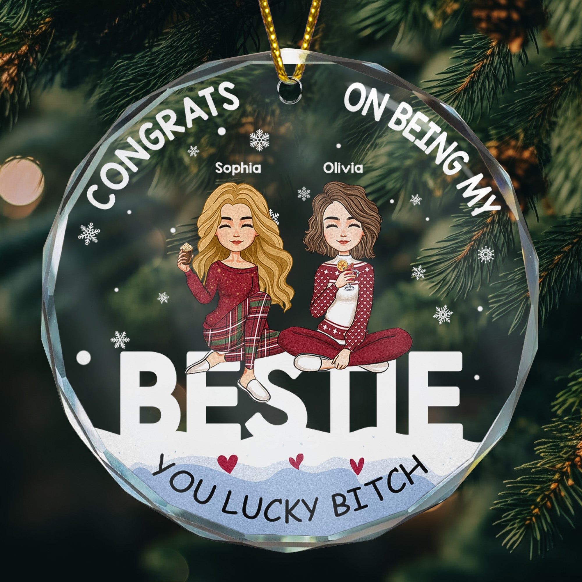 Congrats On Being My Bestie - Personalized Glass Ornament