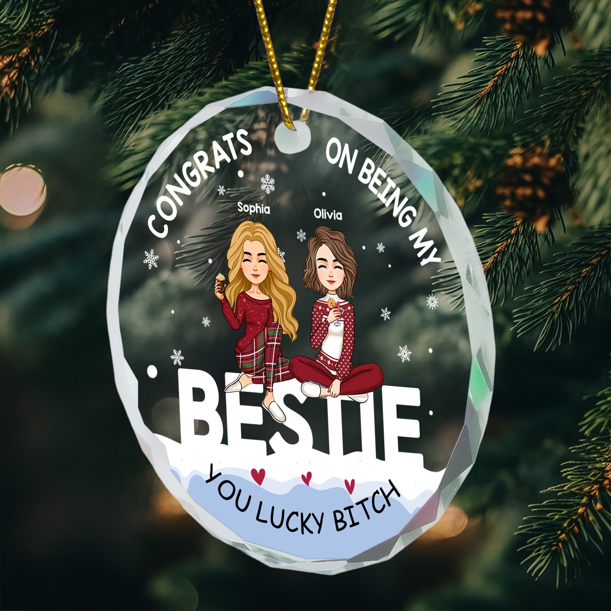 Congrats On Being My Bestie - Personalized Glass Ornament