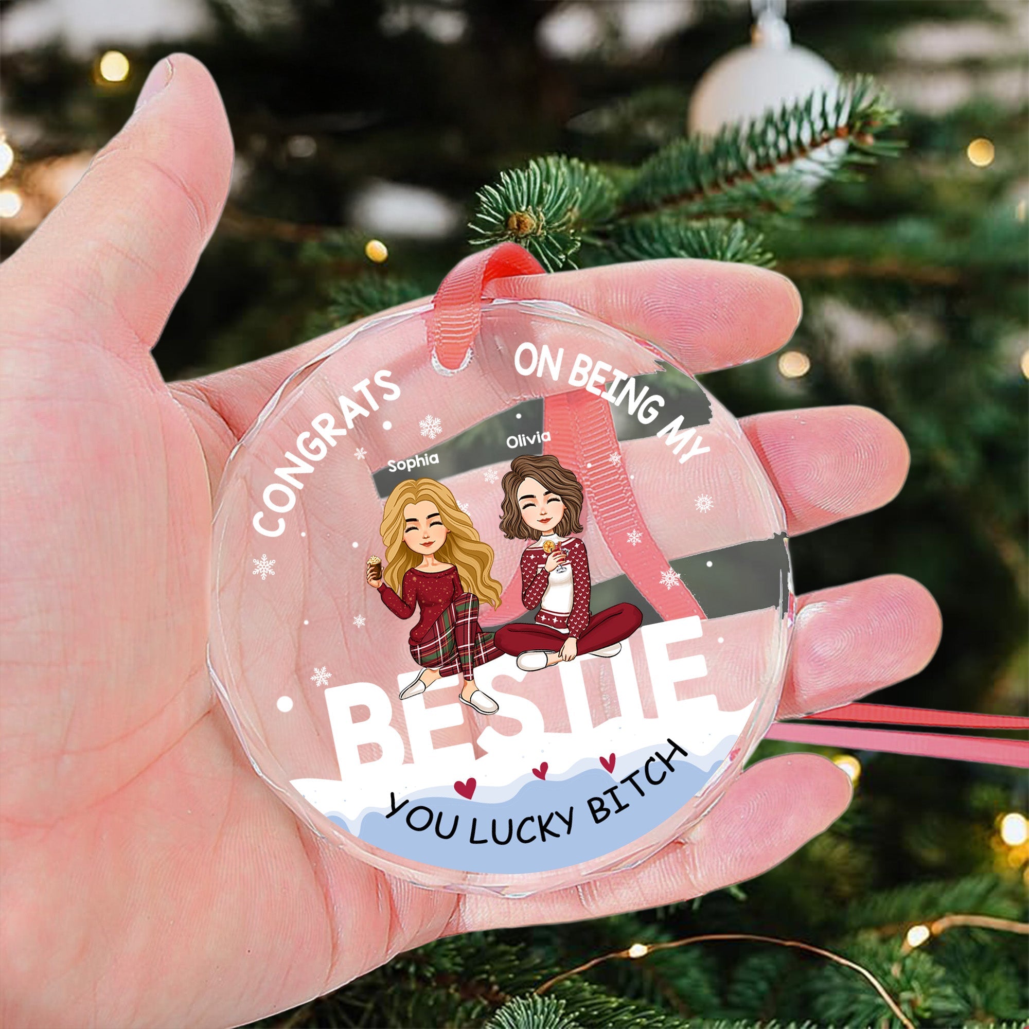 Congrats On Being My Bestie - Personalized Glass Ornament