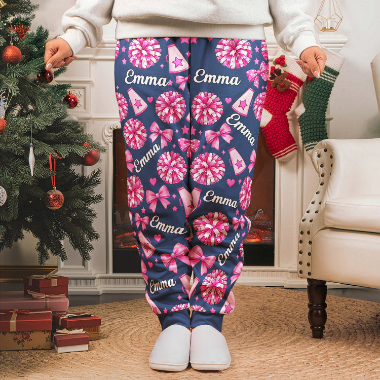 Coquette-Bow-Cheerleader-Custom-Name-Gift-For-Cheerleader-Girl-Personalized-Lounge-Pants_1