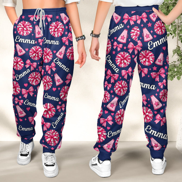 Coquette-Bow-Cheerleader-Custom-Name-Gift-For-Cheerleader-Girl-Personalized-Lounge-Pants_2