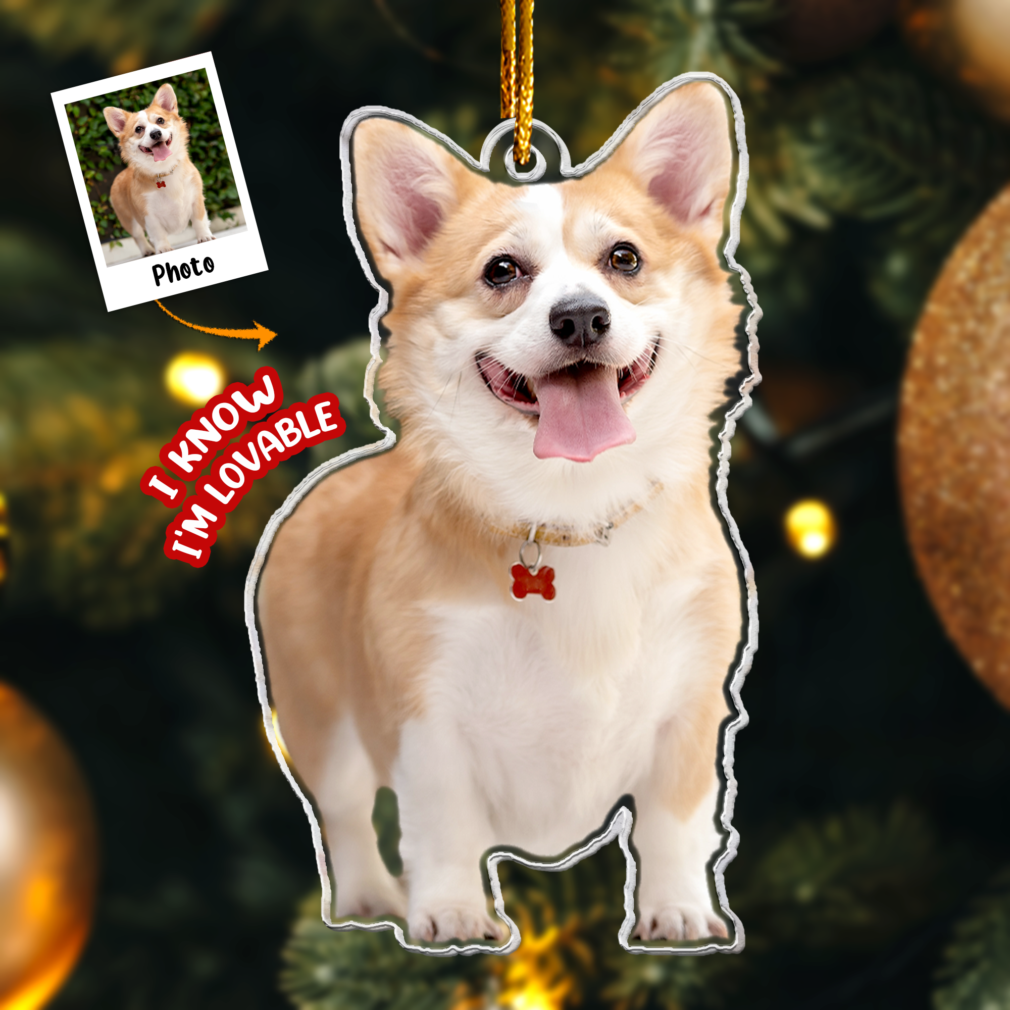 Corgi Christmas Decorations - Corgi Ornament - Personalized Acrylic Photo Ornament