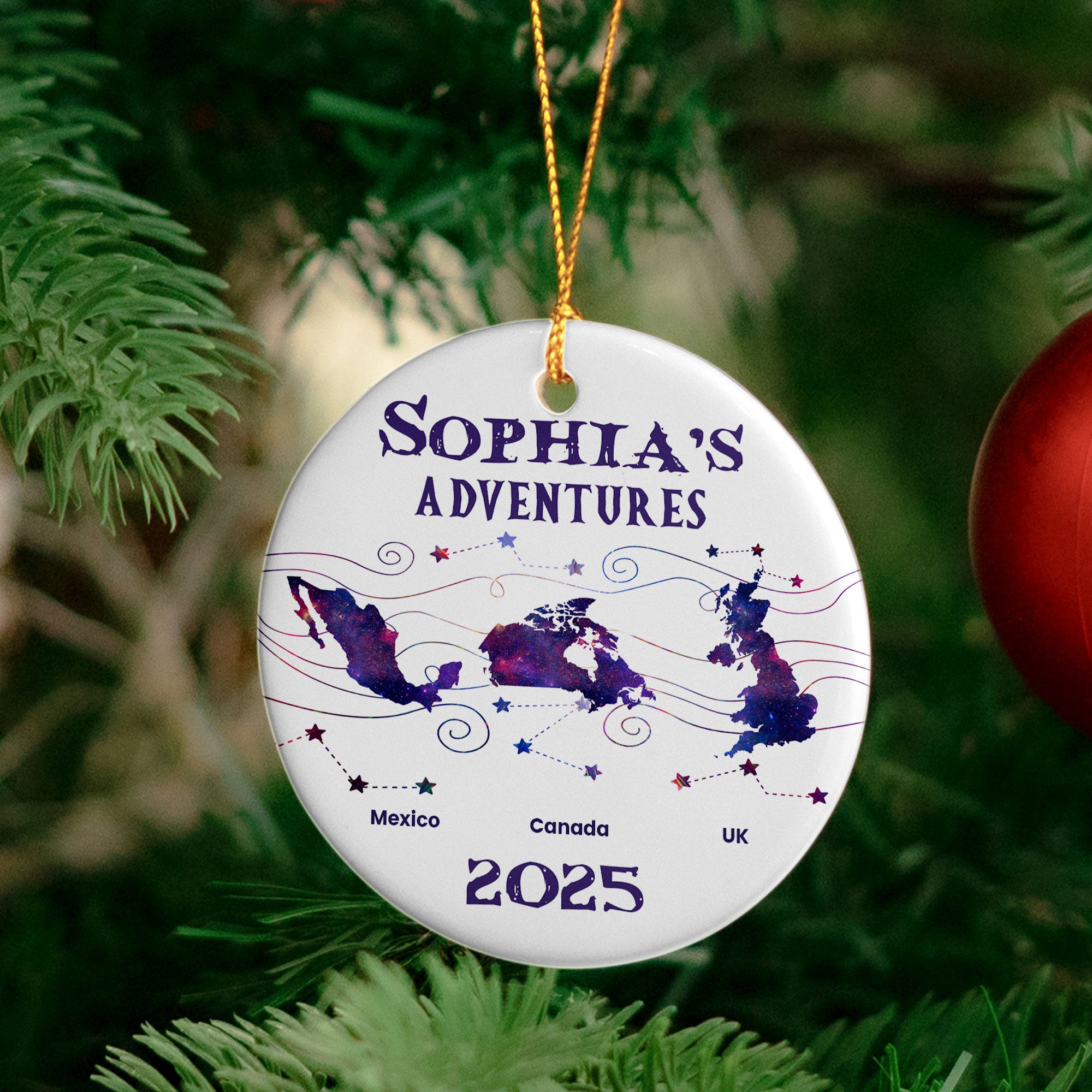 Country List Travel - Personalized Ceramic Ornament