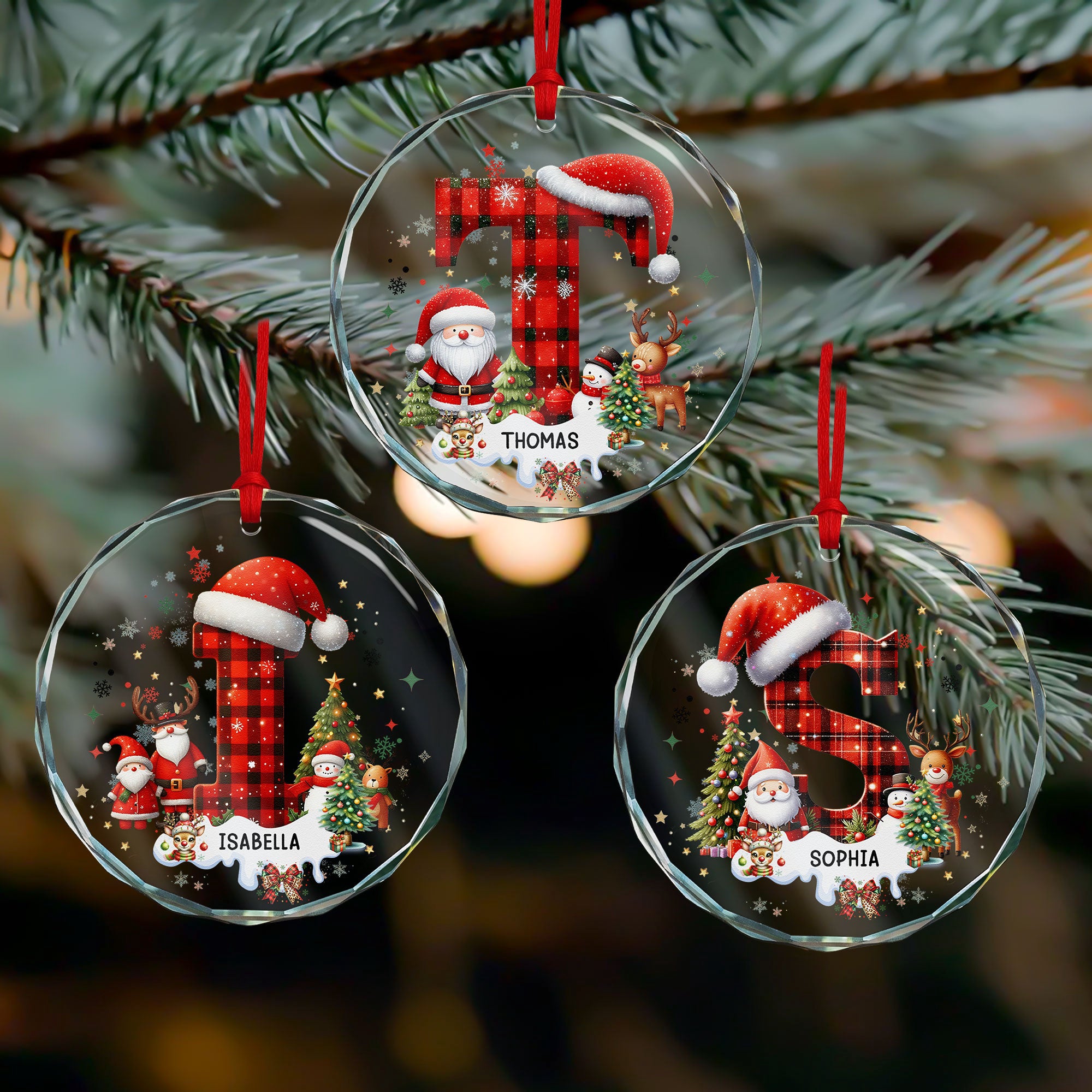 Custom Alphabet Christmas - Personalized Glass Ornament