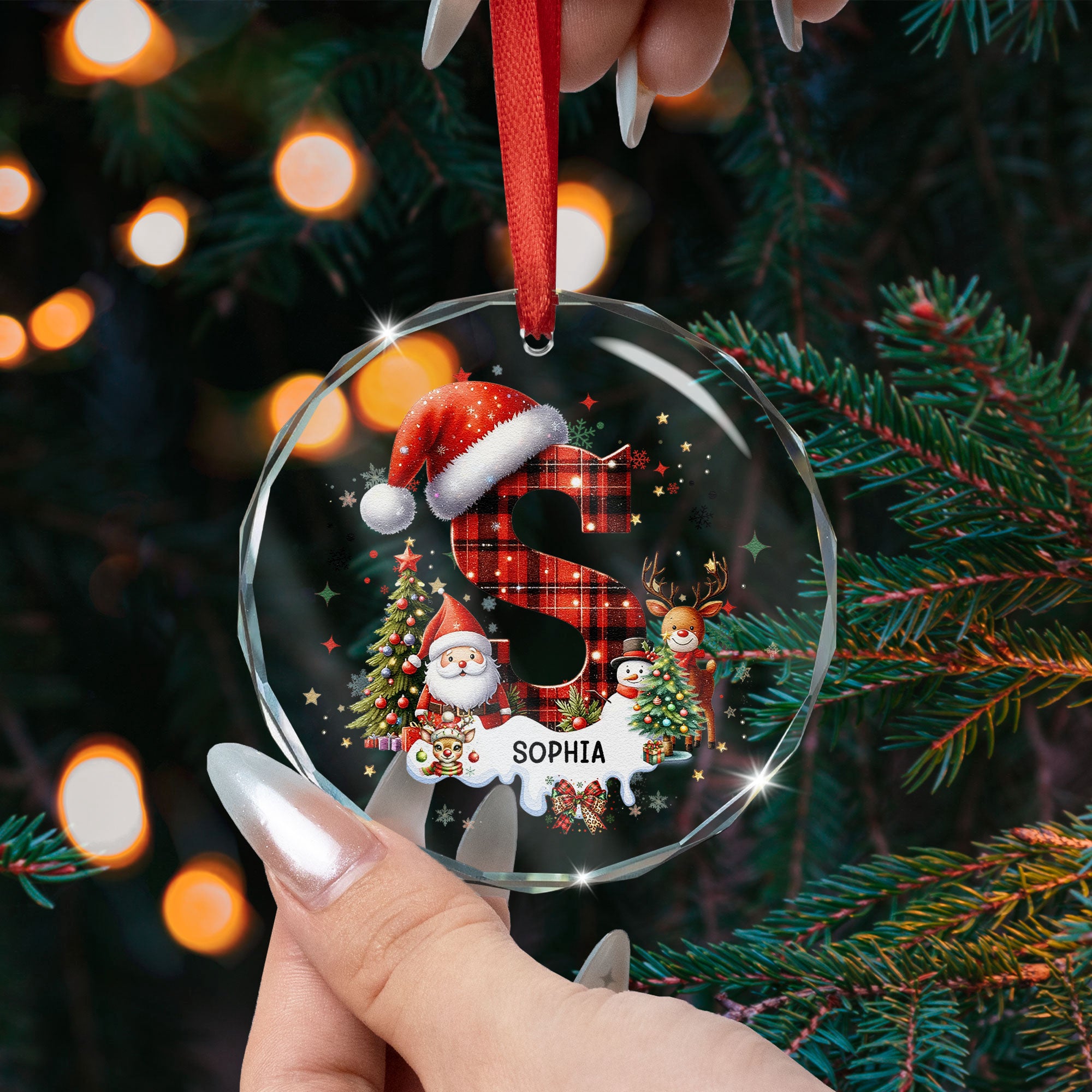 Custom Alphabet Christmas - Personalized Glass Ornament