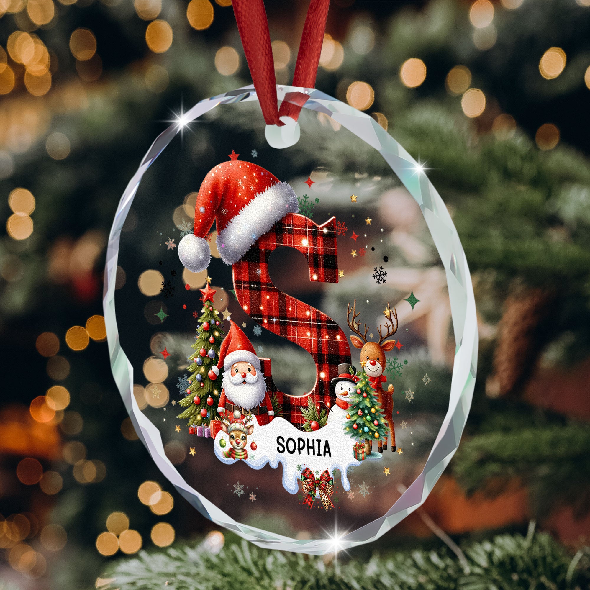 Custom Alphabet Christmas - Personalized Glass Ornament