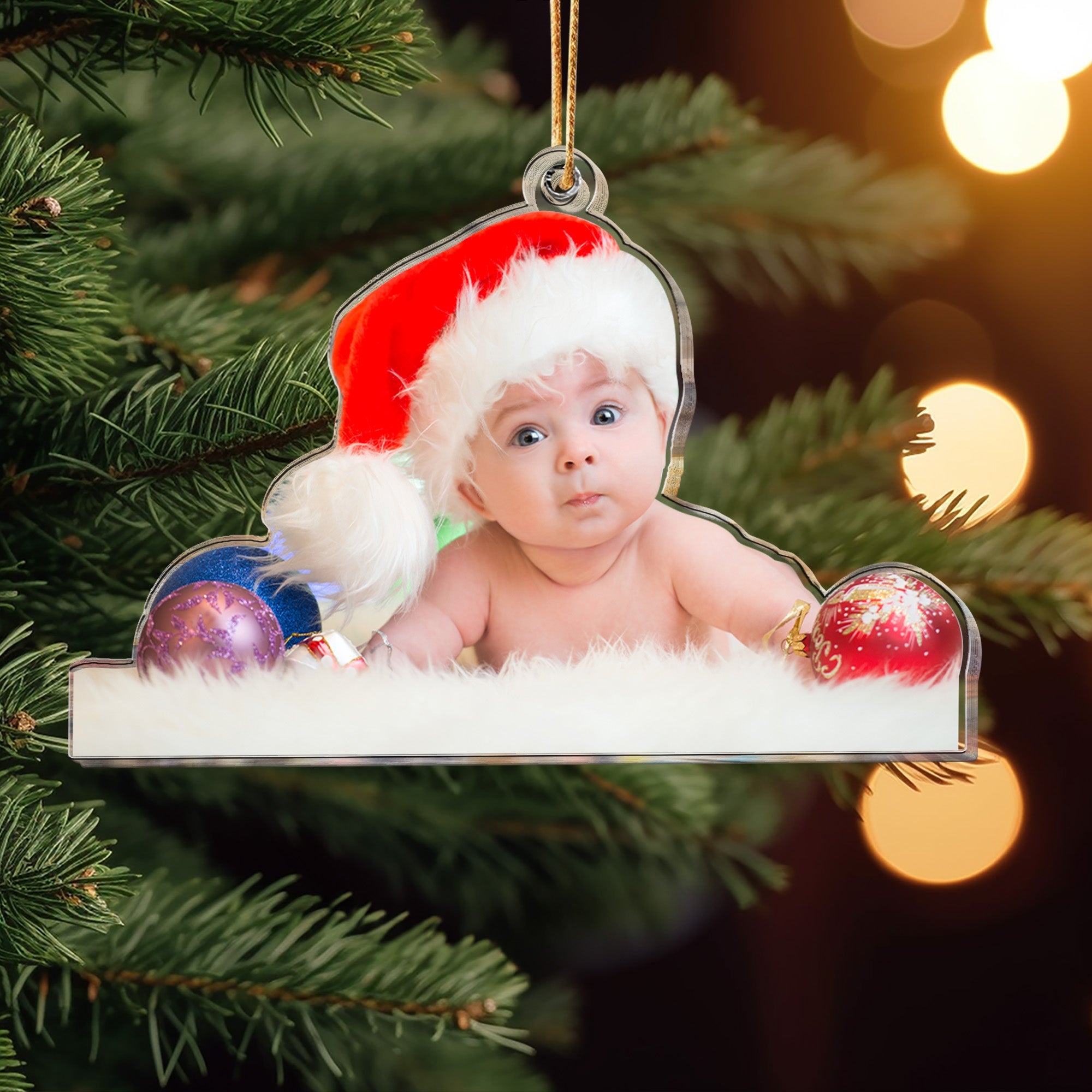 Custom Christmas Baby - Newborn Gift, 1st Xmas - Personalized Acrylic Photo Ornament