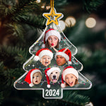 Custom Face Christmas Tree With Led Light Funny Family - Personalized Acrylic Photo Ornament