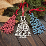 Custom Family Names 2025 Christmas Tree Up To 14 Names - Personalized Family Ornament
