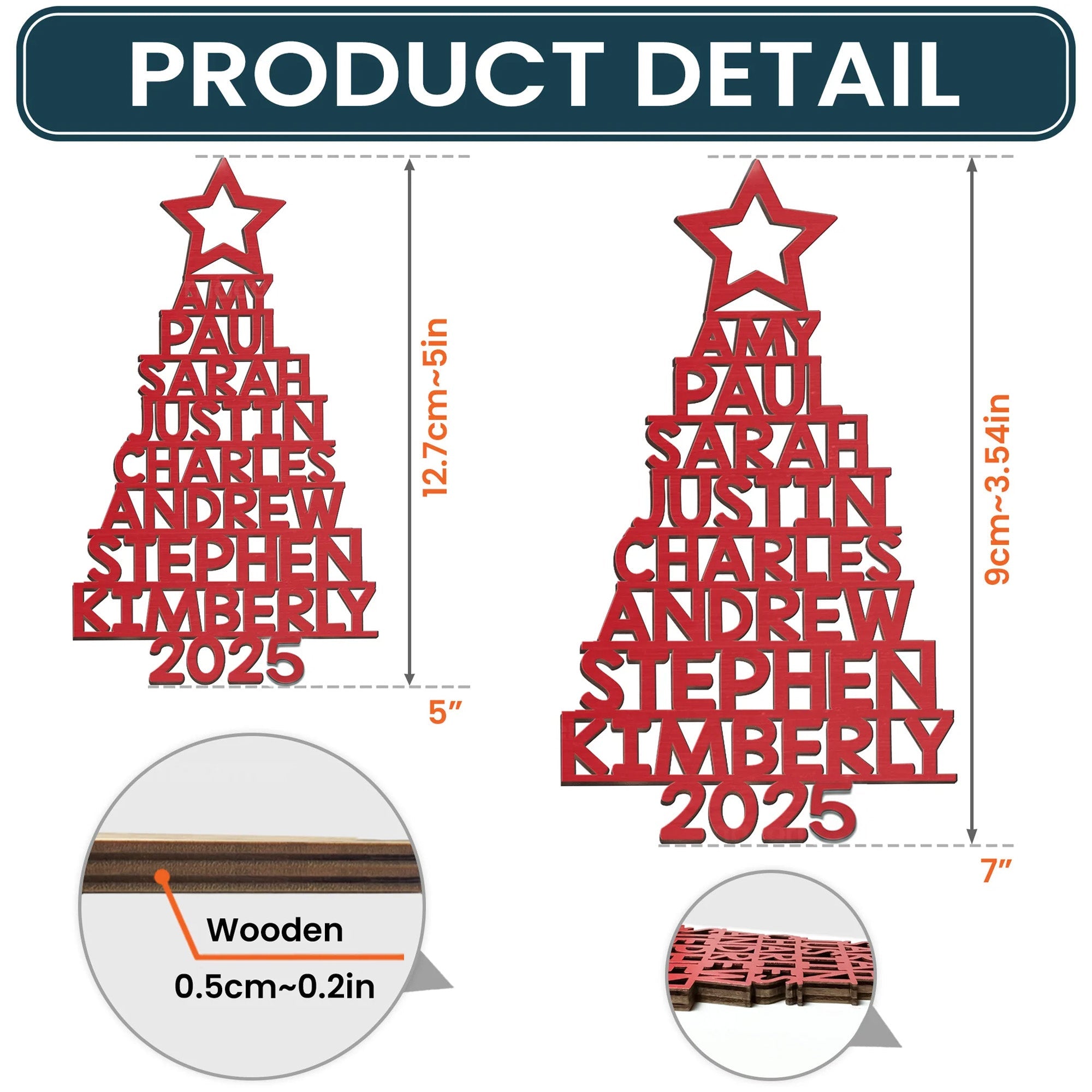 Custom Family Names 2025 Christmas Tree Up To 14 Names - Personalized Family Ornament