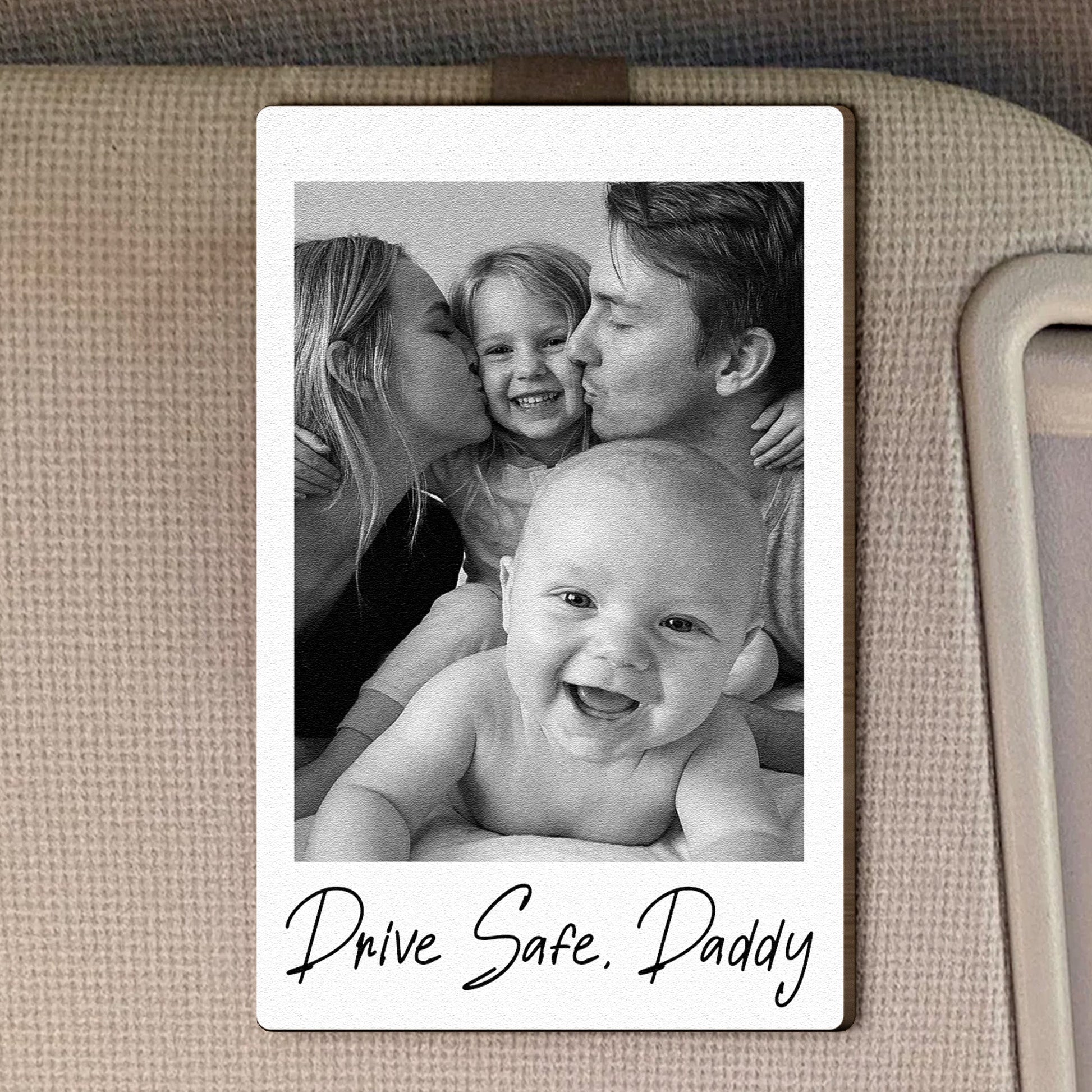 Custom-Family-Polaroid-Photo-_-Message-For-Him_-Daddy_-Papa-Personalized-Wooden-Photo-Car-Visor-Clip_3