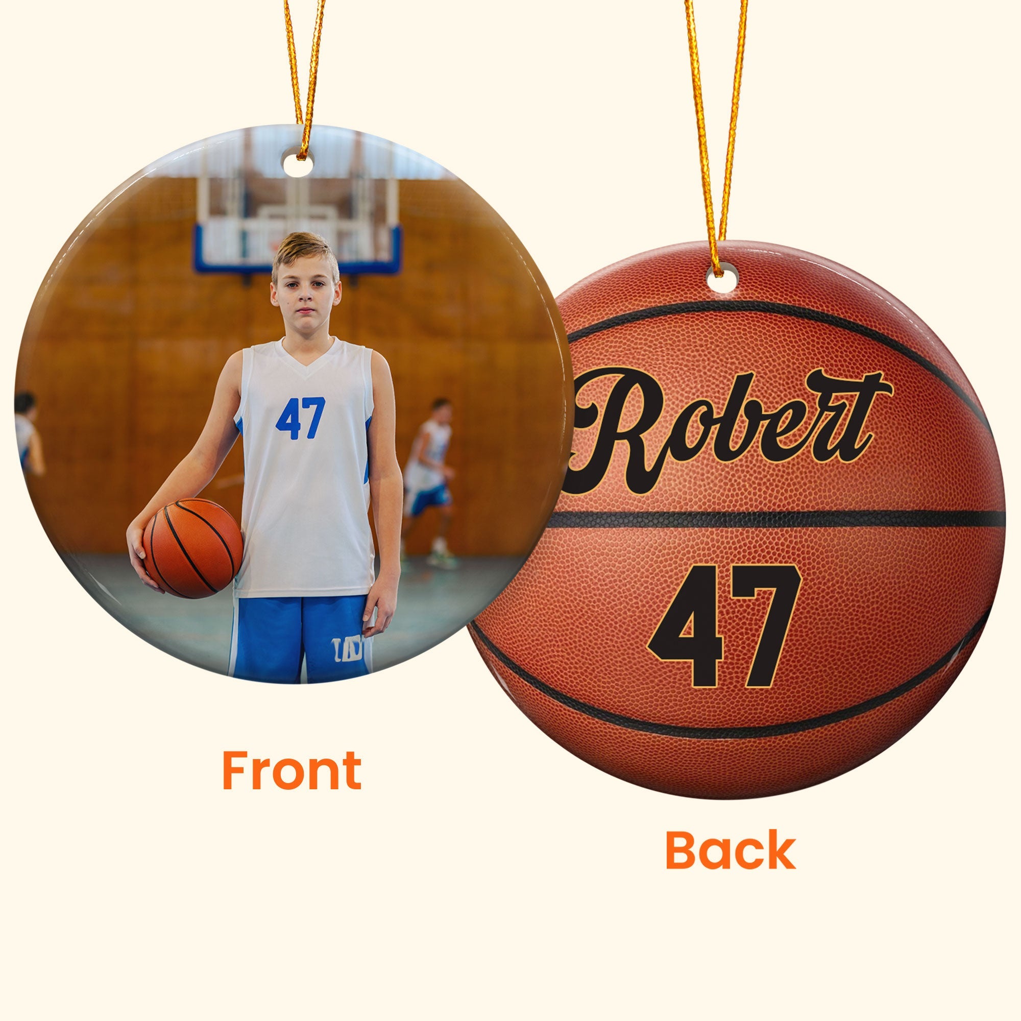 Custom Kid Photo And Sport Ornament - Personalized Ceramic Photo Ornament