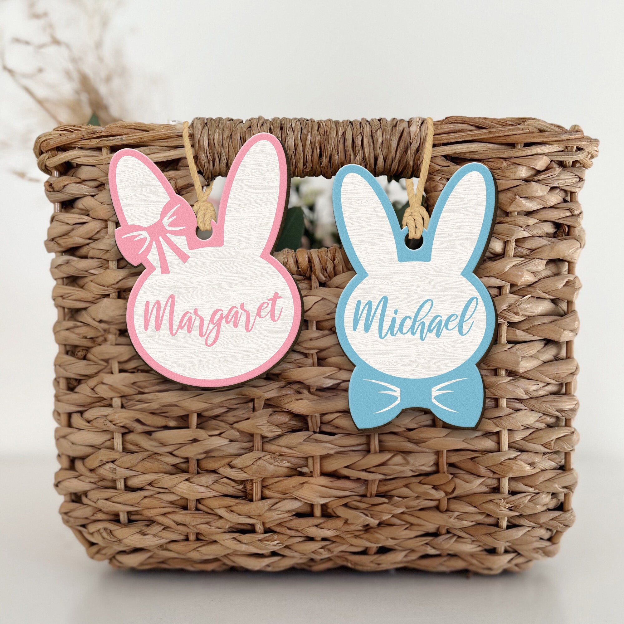 Custom Name Tags Bunny Easter Gift For Kid Child - Personalized Easter Basket Tags