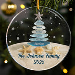 Custom Name With Sea Glass Family Tree Christmas - Personalized Acrylic Ornament