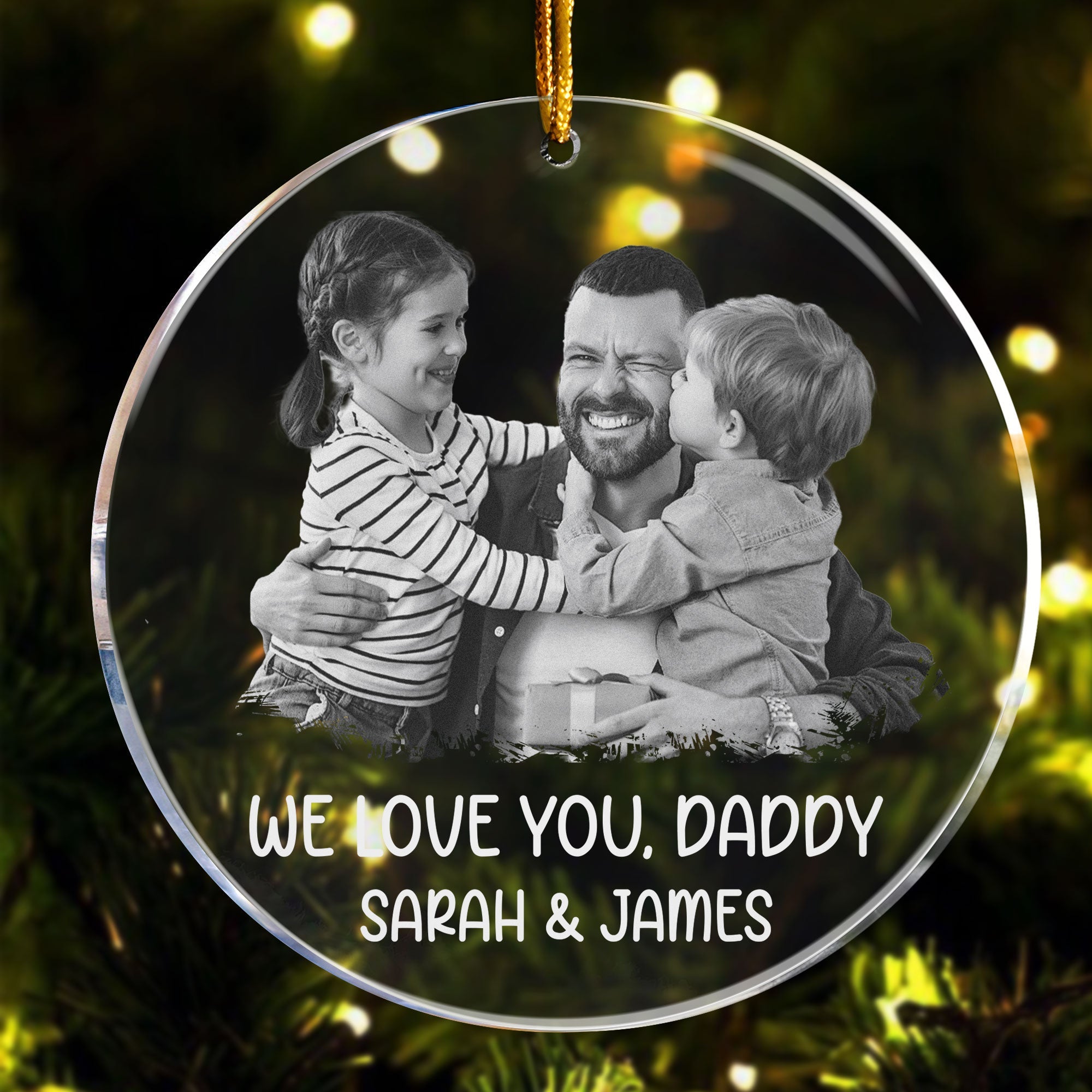 Custom Ornament Photo Gift For Grandpa Daddy - Personalized Acrylic Photo Ornament