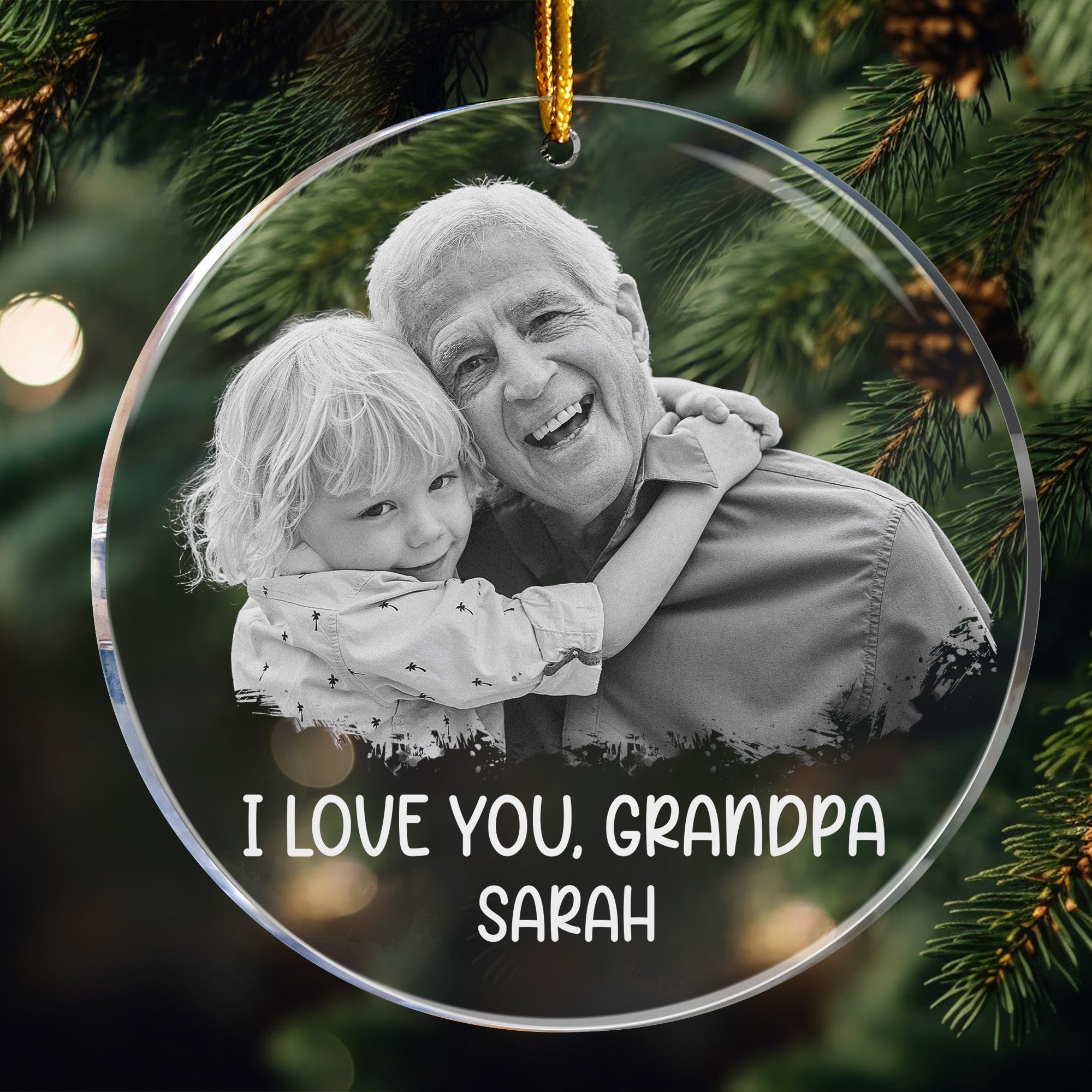 Custom Ornament Photo Gift For Grandpa Daddy - Personalized Acrylic Photo Ornament