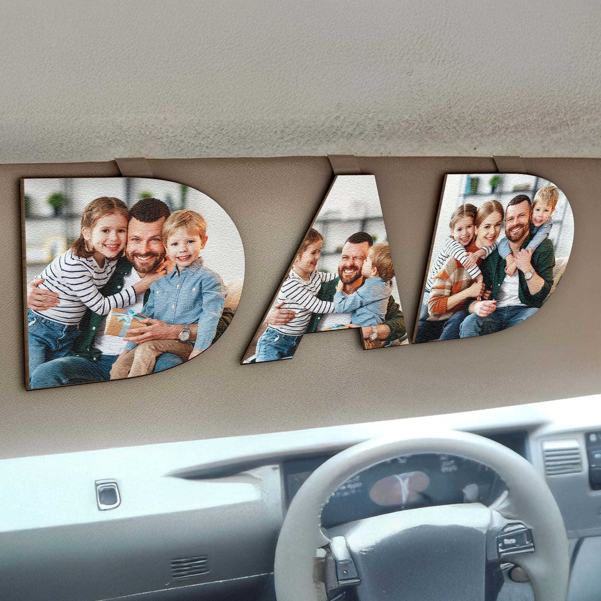 Custom-Photo-Dad_-Mom-Drive-Safe-3-Pieces-Personalized-Wooden-Photo-Car-Visor-Clip-Set_2