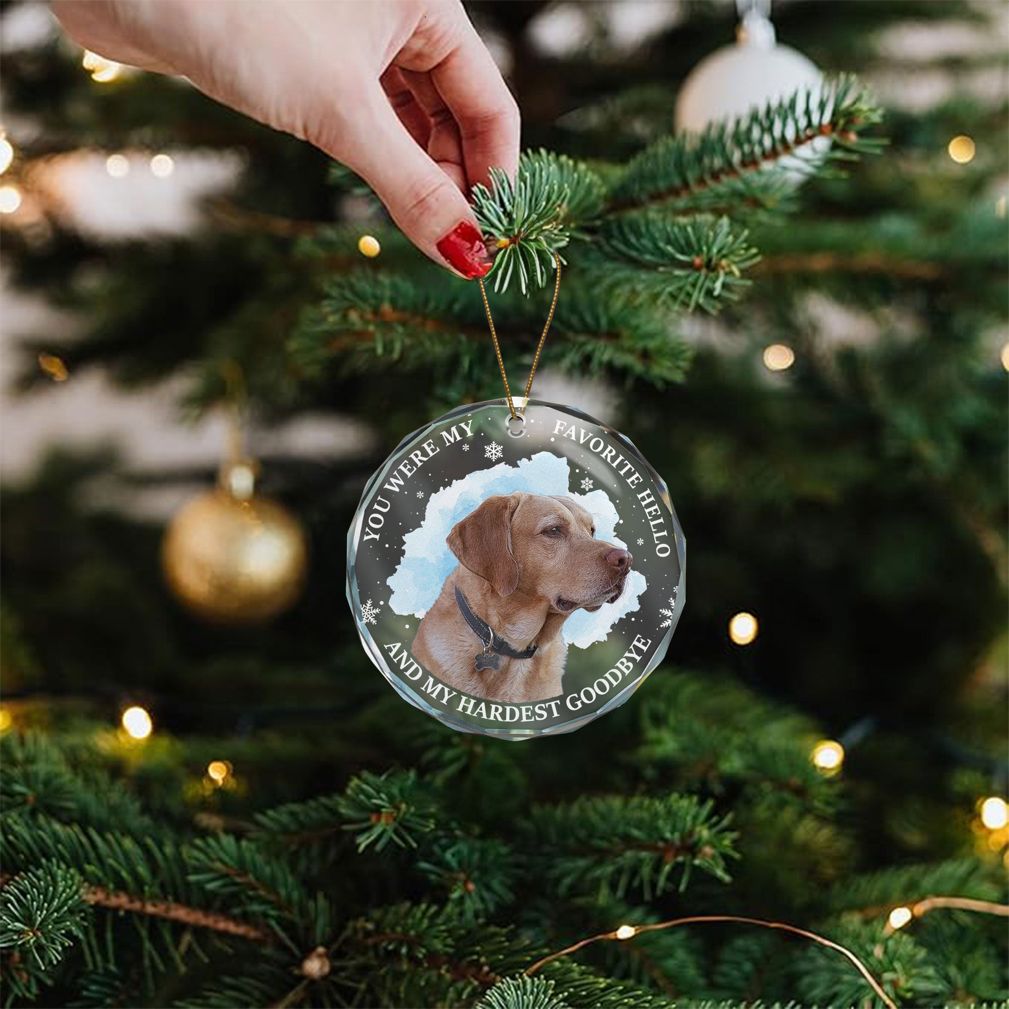 Custom Photo Memorial Pet - Personalized Glass Photo Ornament