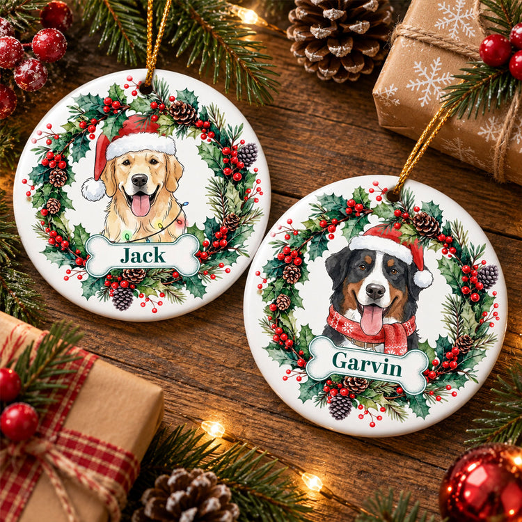 Custom_Pet_Portrait_Christmas_Watercolor_Art_Personalized_Ornament_1
