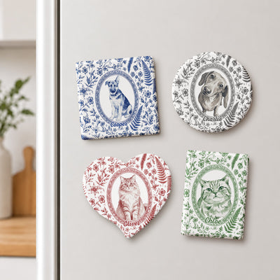 Custom Photo Watercolor Dog Cat Pet Portrait Toile Remembrance - Personalized Magnet