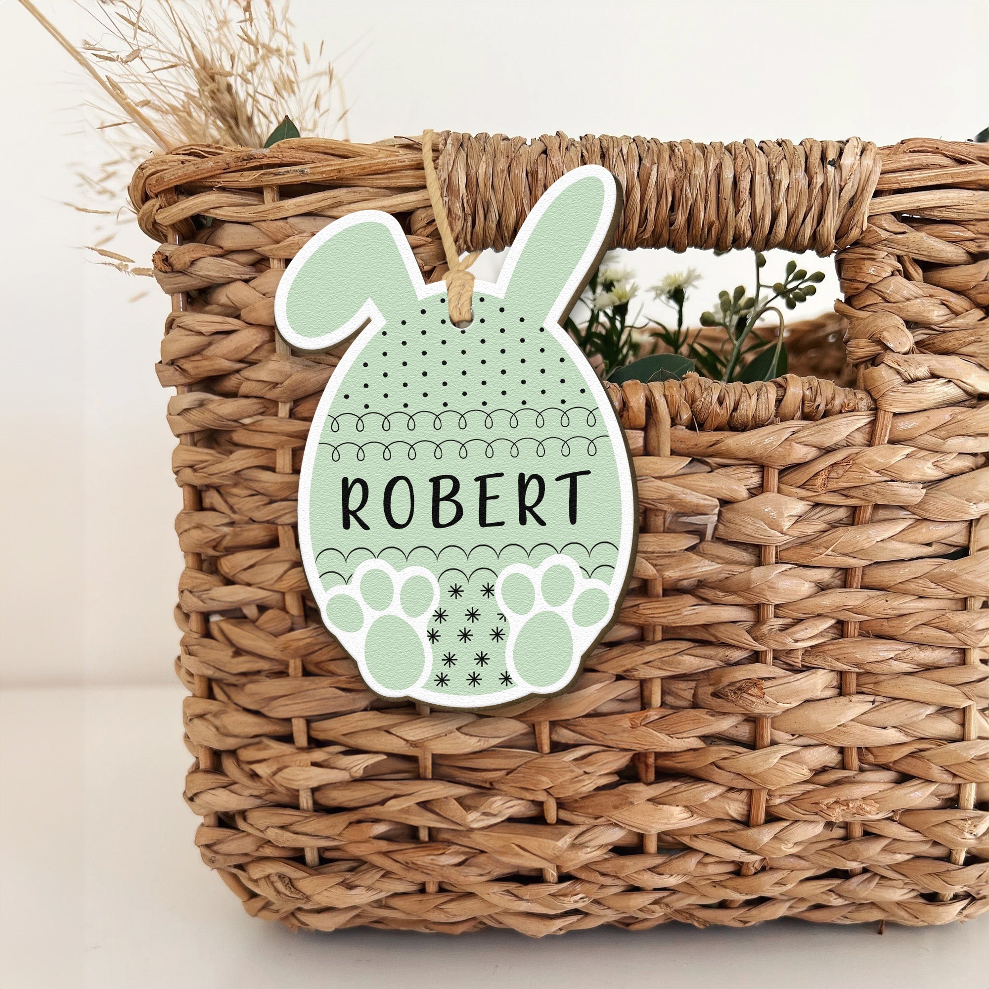 Cute Egg Bunny Easter Custom Name Tag For Kid - Personalized Easter Basket Tags
