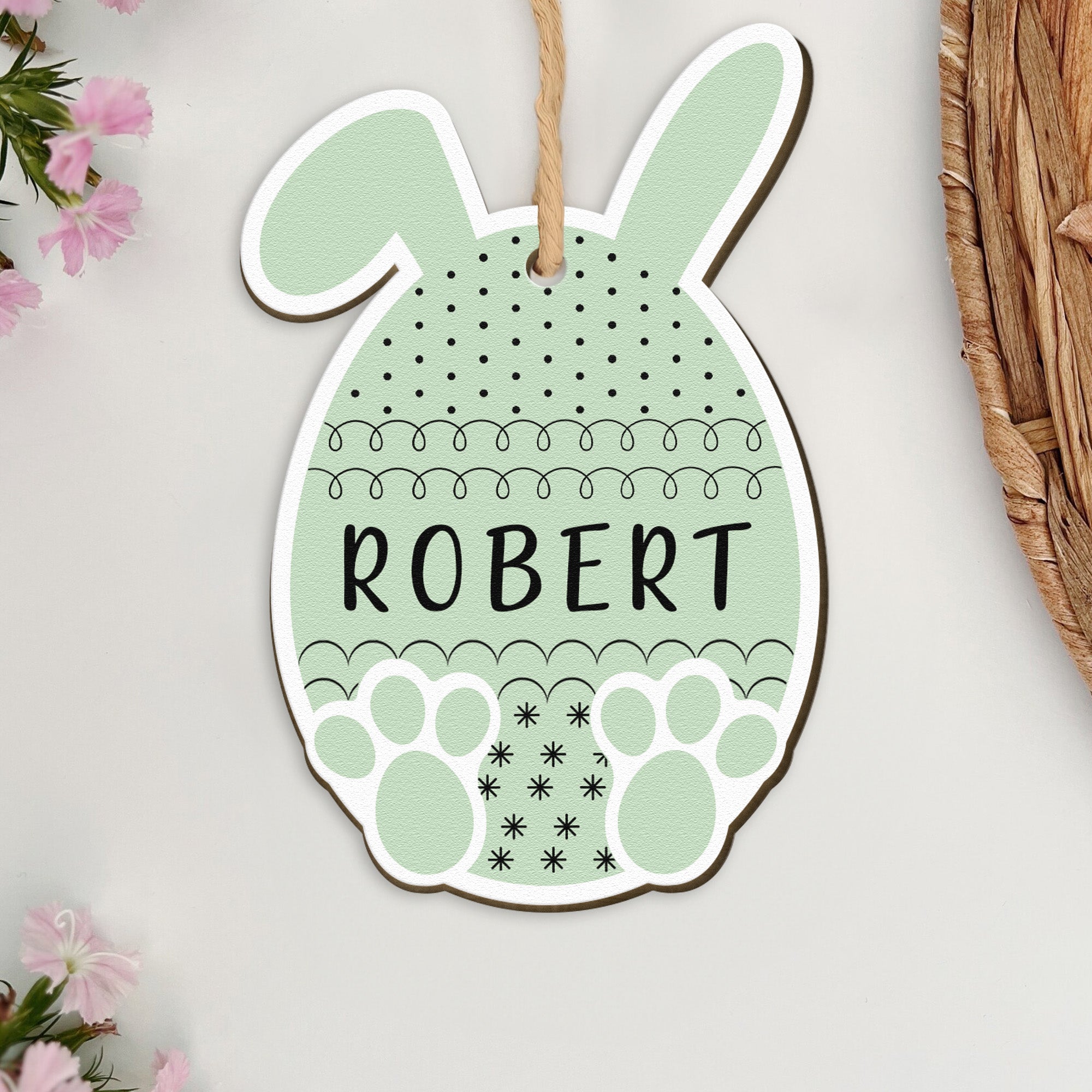 Cute Egg Bunny Easter Custom Name Tag For Kid - Personalized Easter Basket Tags
