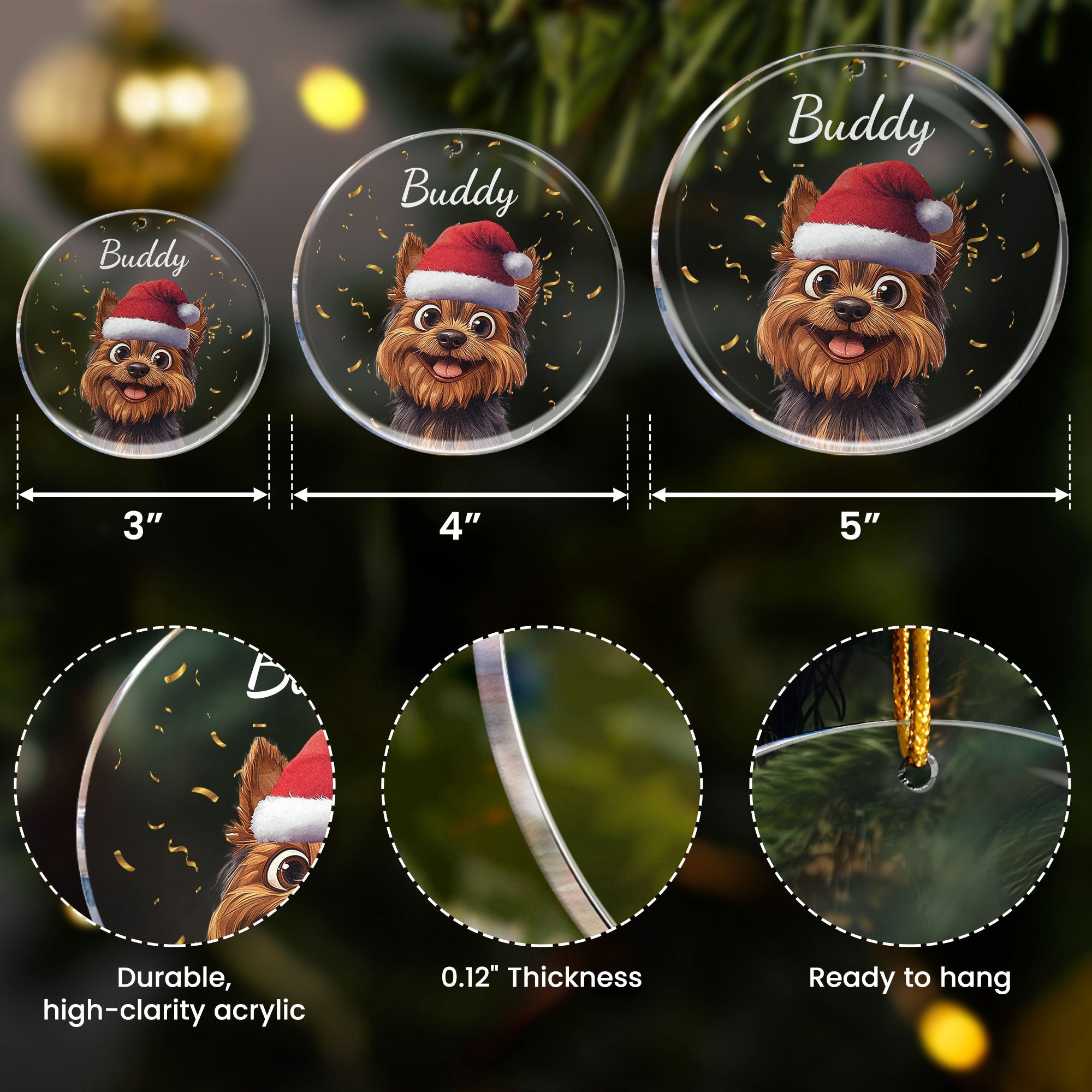 Cute Pet Christmas - Personalized Acrylic Ornament