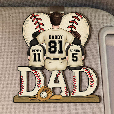 Dad Baseball Team - Personalized Wooden Car Visor Clip