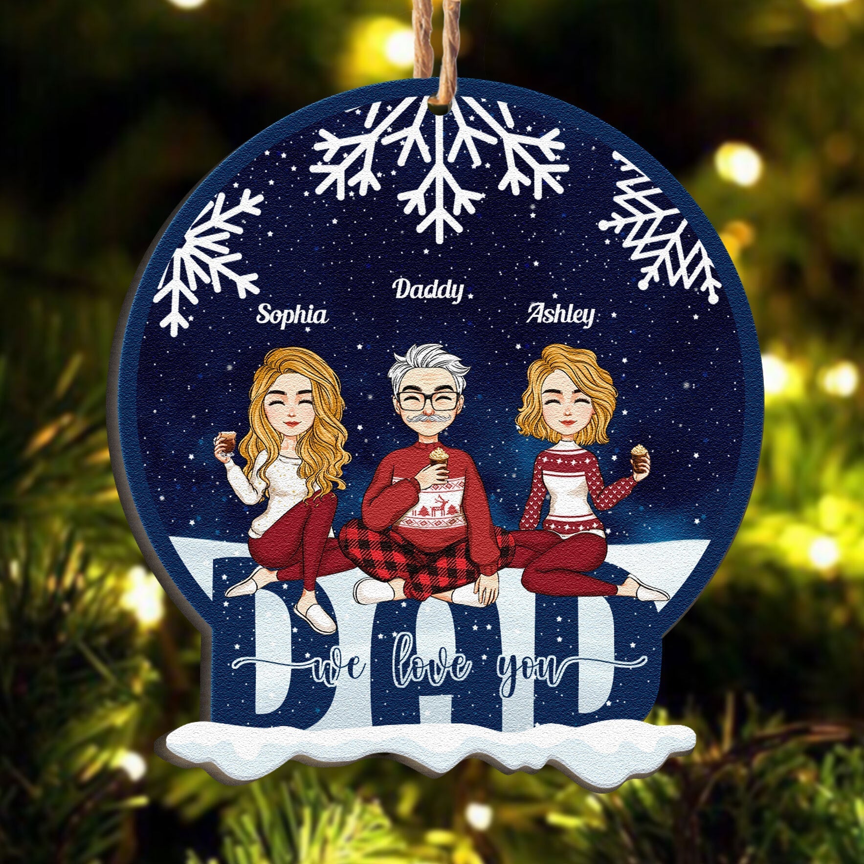 Dad - We Love You - Christmas Eve - Personalized Custom Shaped Wooden Ornament - Christmas, New Year Gift For Dad, Daughters, Sons