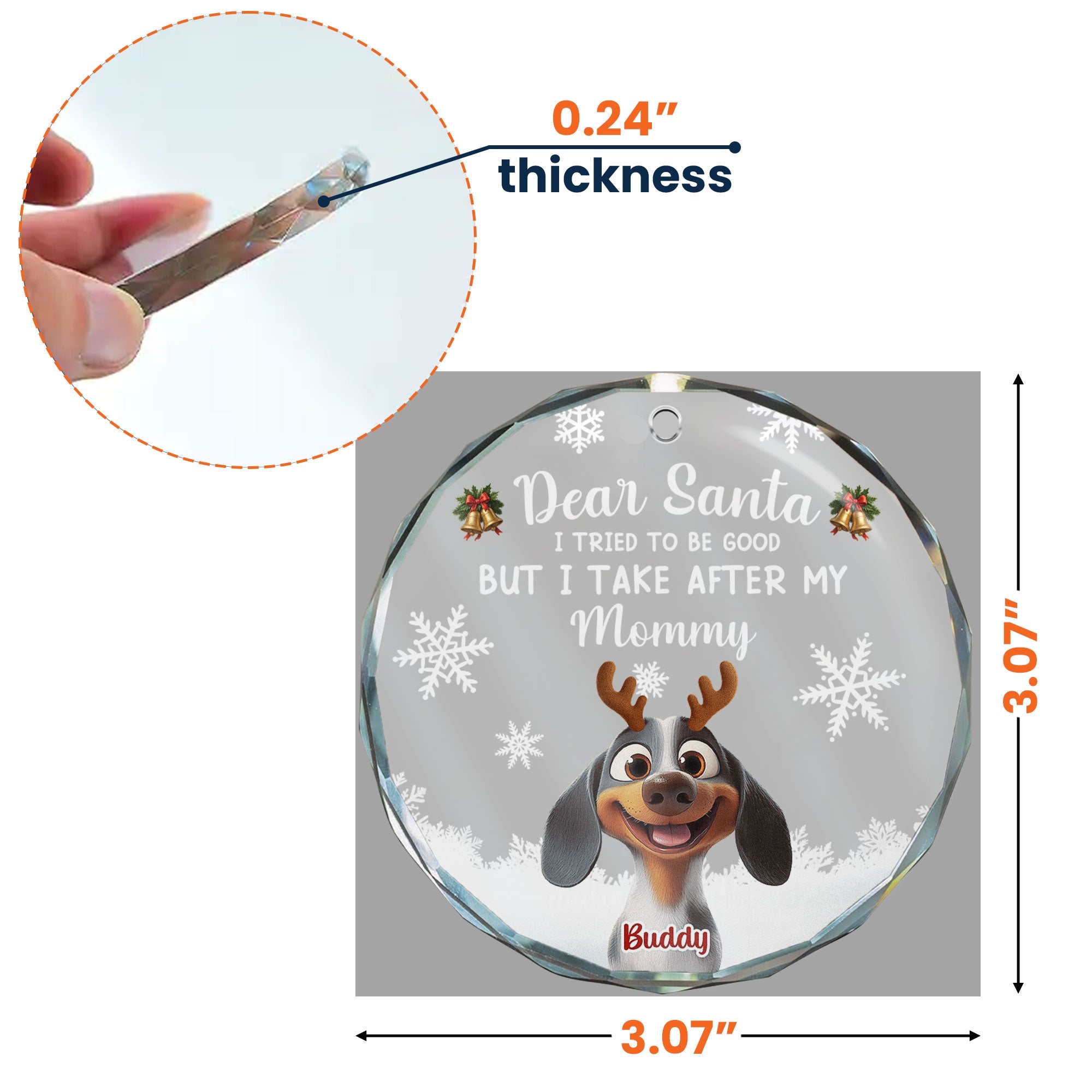 Dear Santa Christmas Pet - Personalized Glass Ornament