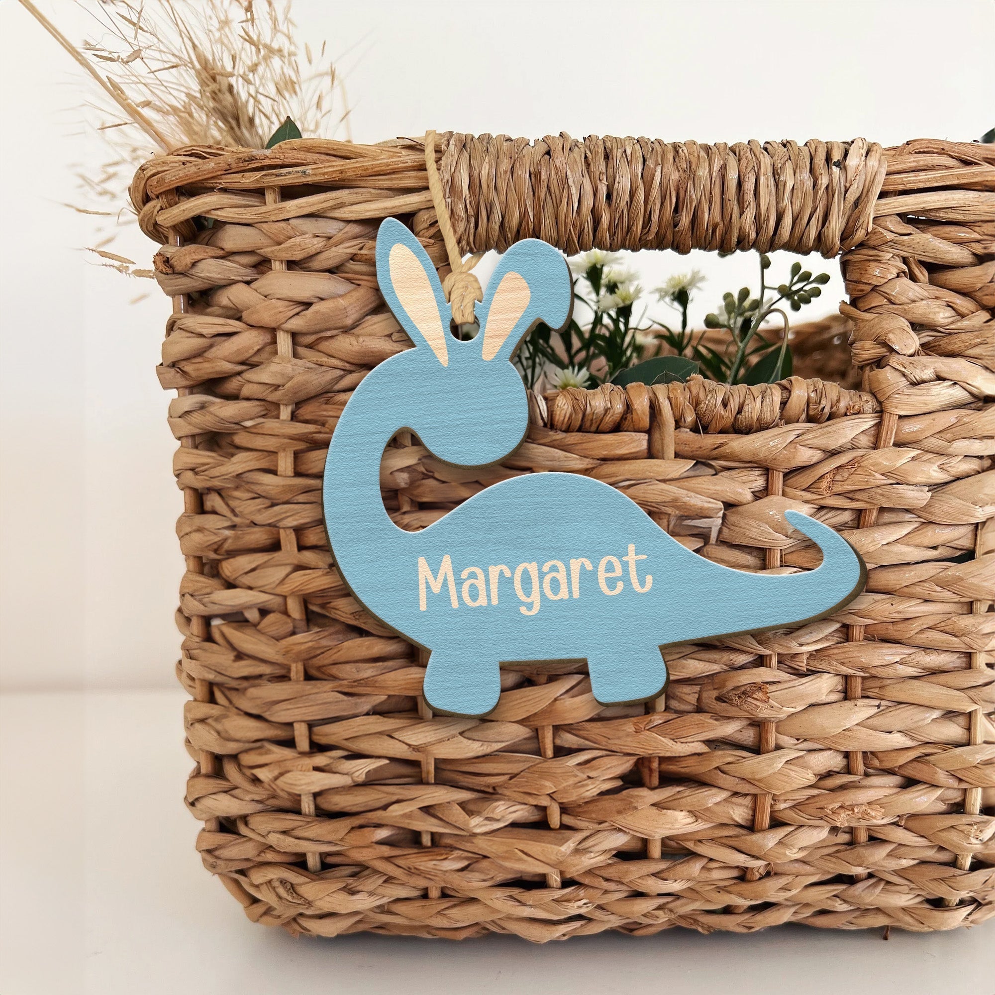 Dinosaur Bunny Easter Gift For Kids Custom Name - Personalized Easter Basket Tags