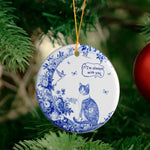 Dog Cat Pet I'm Always With You Toile De Jouy - Personalized Ceramic Ornament