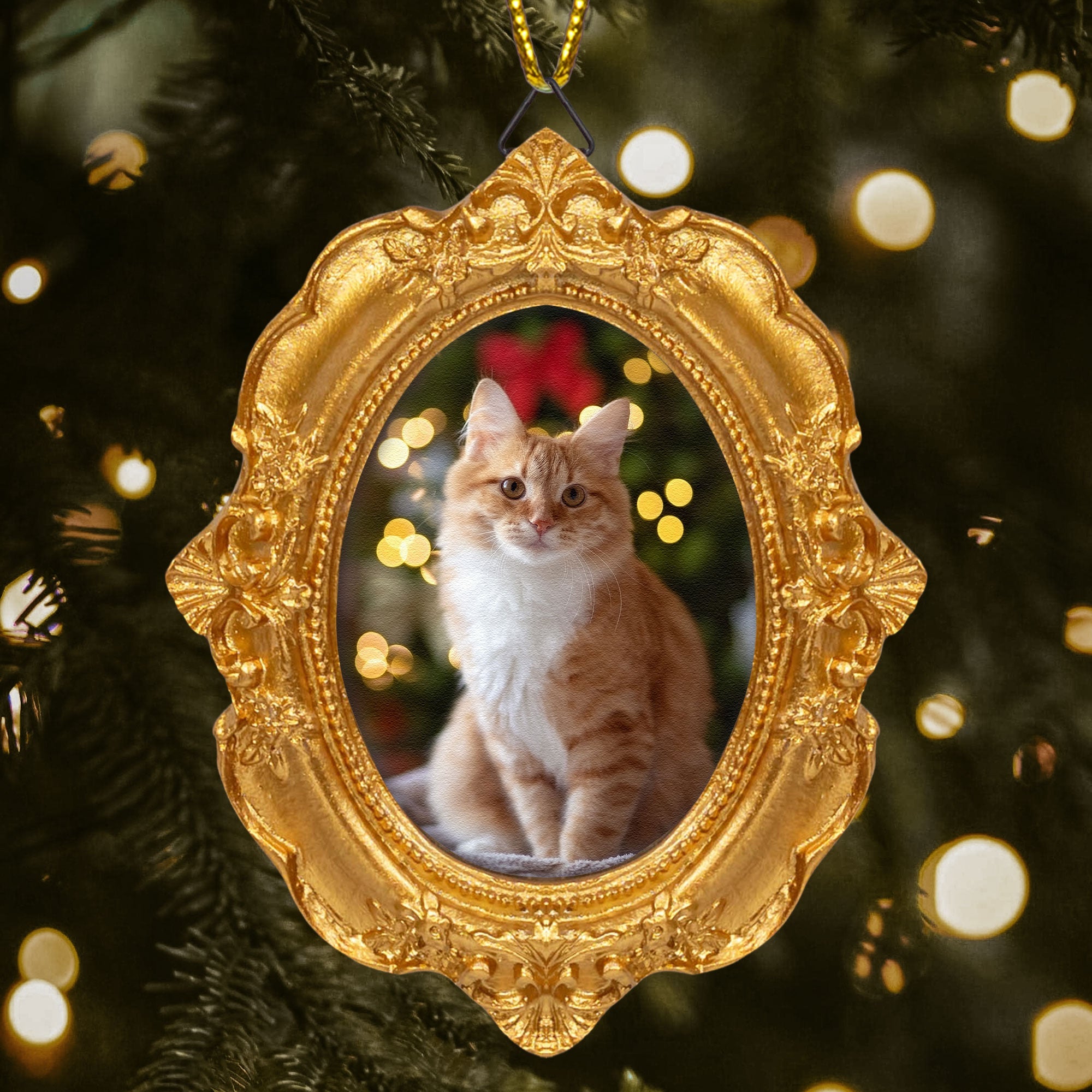 Dog Memorial Cat Memorial Photo Ornament - Personalized Vintage Picture Frame Ornament