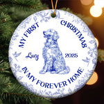 Dog's 1st Christmas, Cat's First Christmas, Toile De Jouy - Personalized Ceramic Ornament