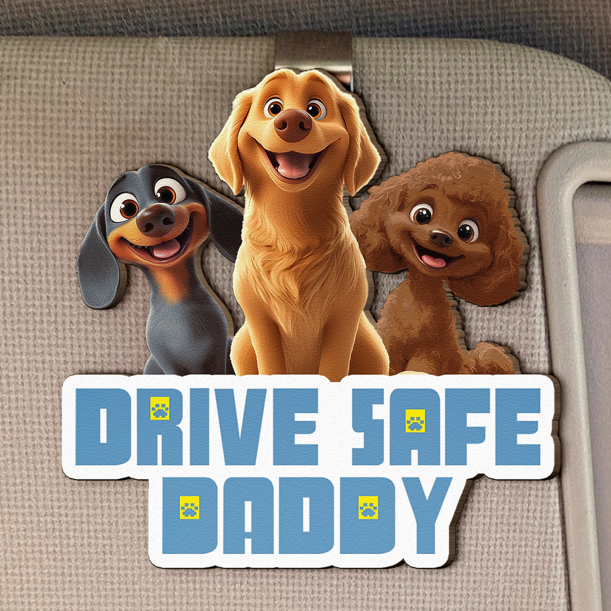 Drive-Safe-Daddy-Dog-Mom_-Dog-Dad-Personalized-Wooden-Car-Visor-Clip-1