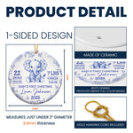 Elephant Baby First Christmas Toile Style - Personalized Ceramic Ornament