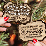 Family Will Always Be Connected By Heart - Personalized Two-Sided Wooden Ornament - Christmas Gift For Fathers, Mothers, Daughters & Sons