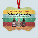 Father And His Children Will Always Be Connected By Heart - Personalized Aluminum Ornament - Christmas Gift Father Ornament For Dad, Mom - Ugly Christmas Sweater Sitting