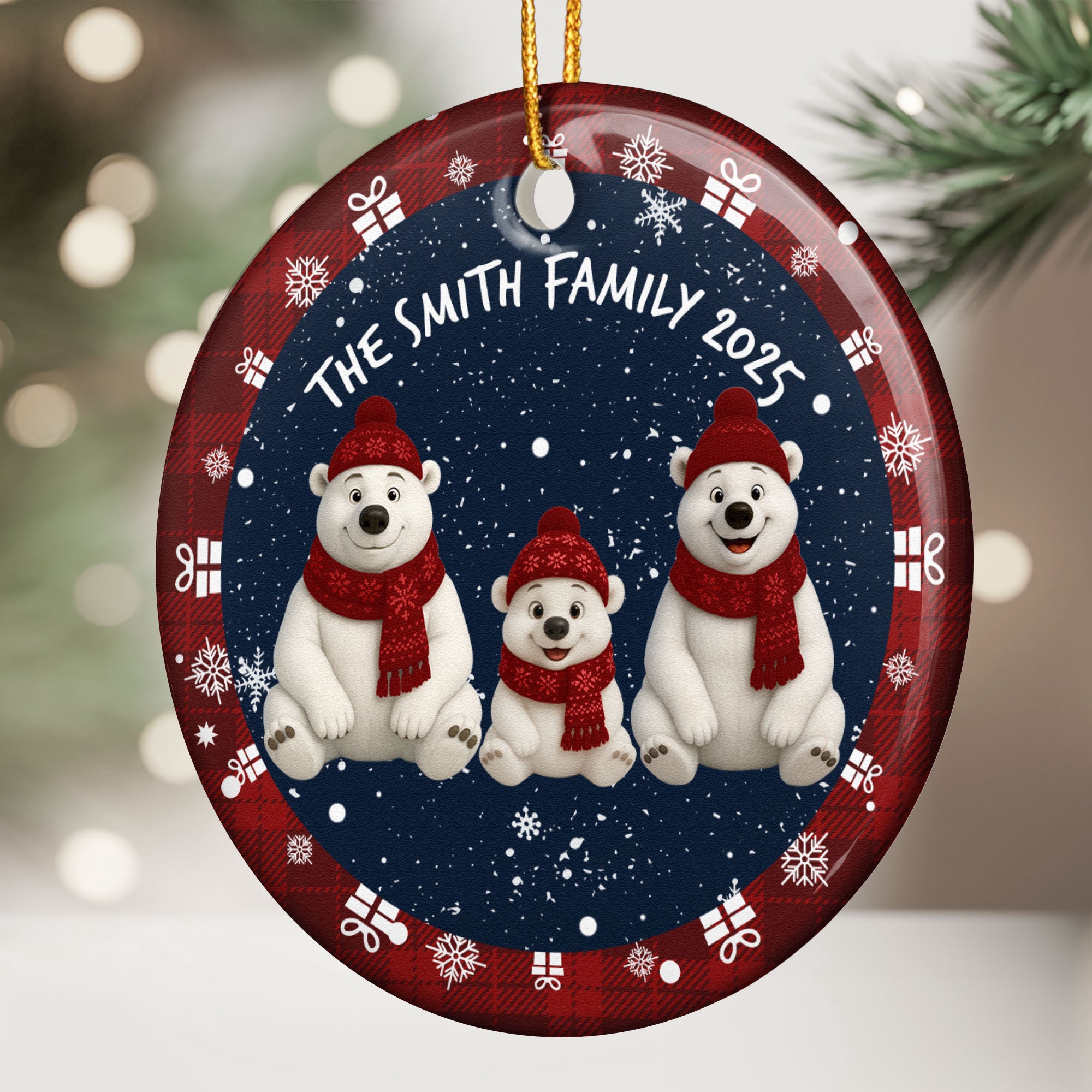 Family Bear - Personalized Ceramic Ornament