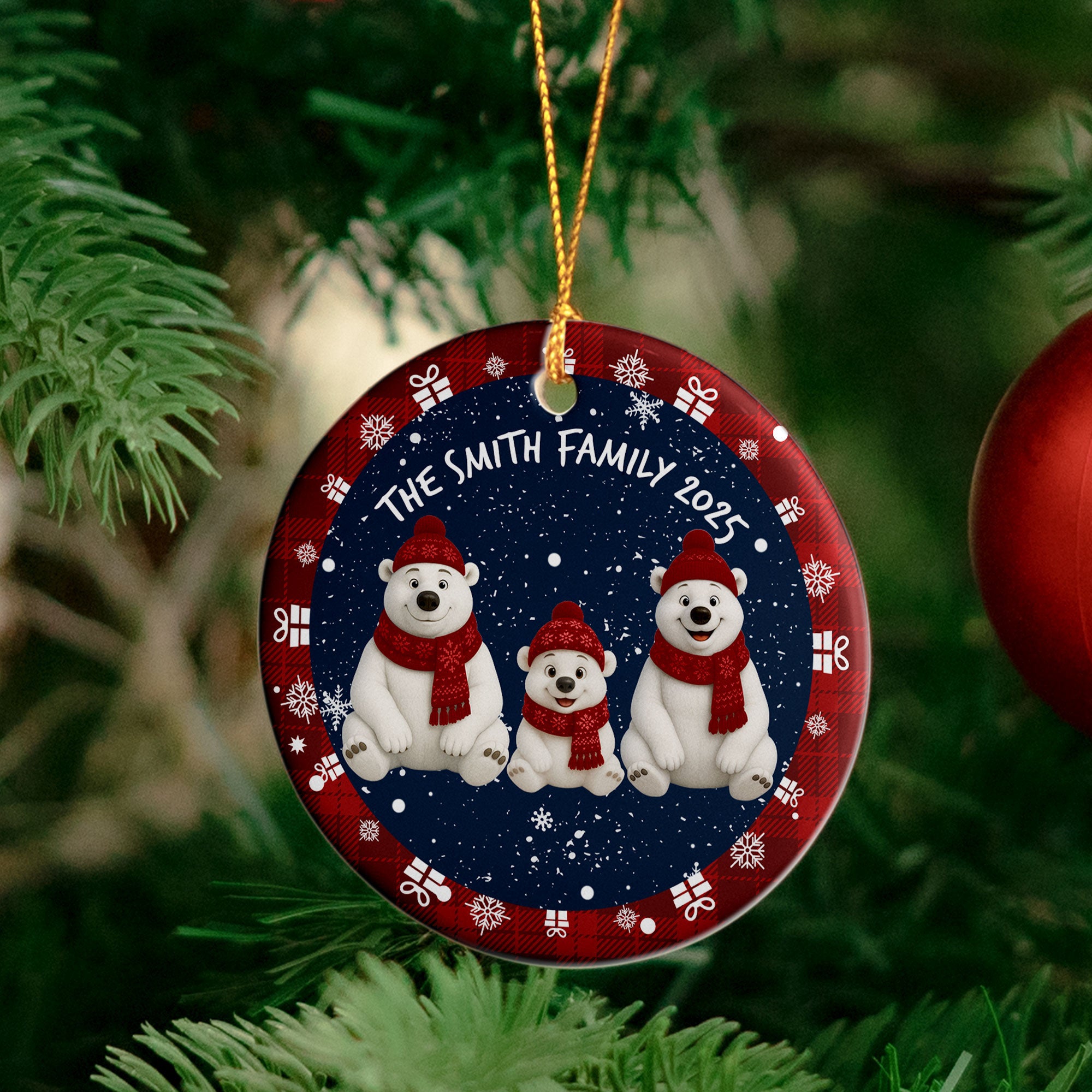 Family Bear - Personalized Ceramic Ornament